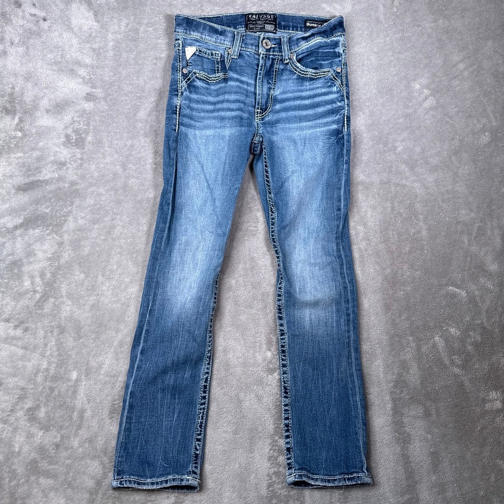 Salvage Jeans Mens 31x30 Blue Mayhem Straight Slim Stretch Distressed